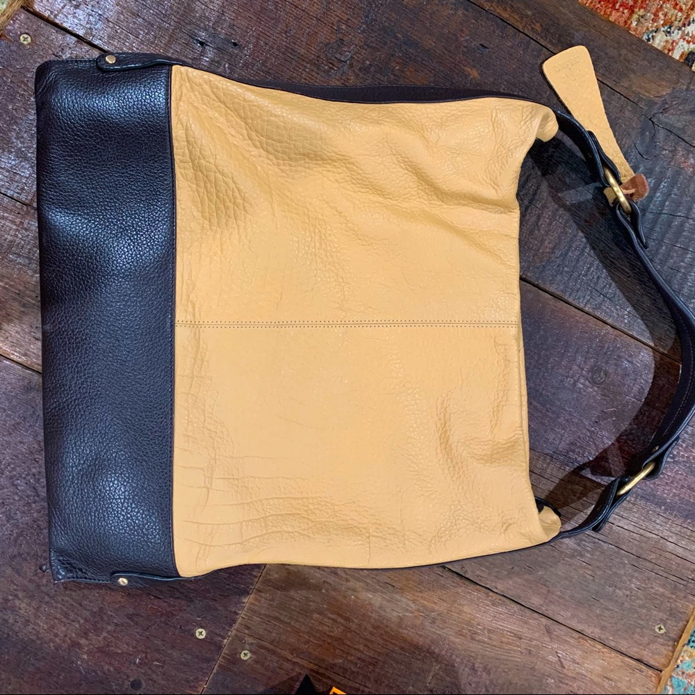 Brown and tan Large Leather Hobo Bag Excellent “ Gently” Used - Picture 2 of 7